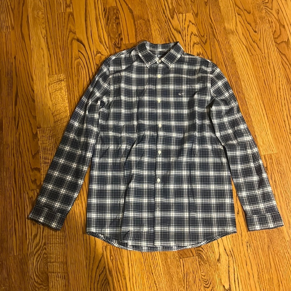 Vineyard Vines Boy’s Blue and Green Button Down Size XL (18)